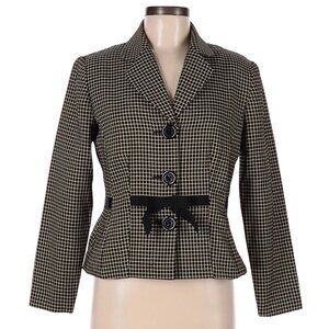 Vintage Sweet Suit Blazer Black Tan Checkered Bow